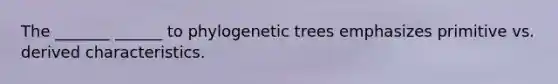 The _______ ______ to phylogenetic trees emphasizes primitive vs. derived characteristics.