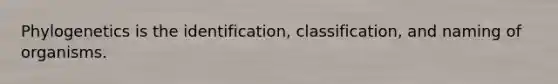 Phylogenetics is the identification, classification, and naming of organisms.