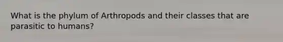 What is the phylum of Arthropods and their classes that are parasitic to humans?