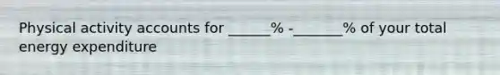 Physical activity accounts for ______% -_______% of your total energy expenditure