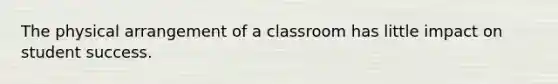 The physical arrangement of a classroom has little impact on student success.