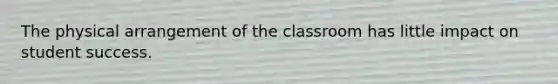 The physical arrangement of the classroom has little impact on student success.