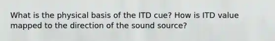 What is the physical basis of the ITD cue? How is ITD value mapped to the direction of the sound source?