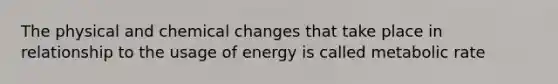 The physical and chemical changes that take place in relationship to the usage of energy is called metabolic rate