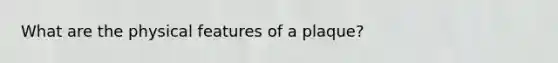 What are the physical features of a plaque?