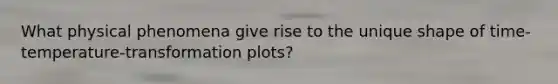 What physical phenomena give rise to the unique shape of time-temperature-transformation plots?