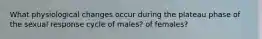 What physiological changes occur during the plateau phase of the sexual response cycle of males? of females?