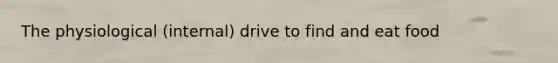 The physiological (internal) drive to find and eat food