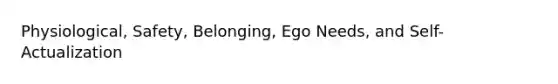 Physiological, Safety, Belonging, Ego Needs, and Self-Actualization