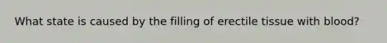 What state is caused by the filling of erectile tissue with blood?