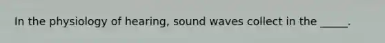 In the physiology of hearing, sound waves collect in the _____.