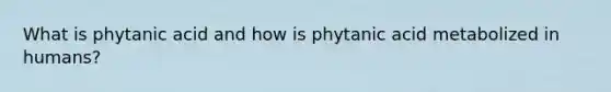 What is phytanic acid and how is phytanic acid metabolized in humans?