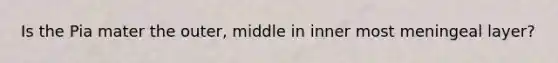 Is the Pia mater the outer, middle in inner most meningeal layer?