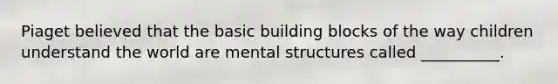 Piaget believed that the basic building blocks of the way children understand the world are mental structures called __________.