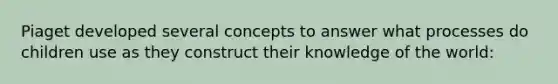 Piaget developed several concepts to answer what processes do children use as they construct their knowledge of the world: