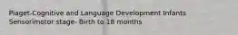 Piaget-Cognitive and Language Development Infants Sensorimotor stage- Birth to 18 months