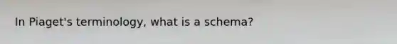 ​In Piaget's terminology, what is a schema?