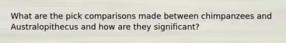 What are the pick comparisons made between chimpanzees and Australopithecus and how are they significant?