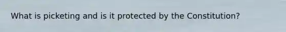 What is picketing and is it protected by the Constitution?