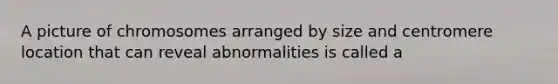 A picture of chromosomes arranged by size and centromere location that can reveal abnormalities is called a