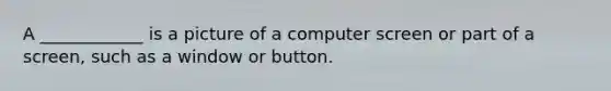 A ____________ is a picture of a computer screen or part of a screen, such as a window or button.