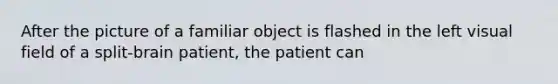 After the picture of a familiar object is flashed in the left visual field of a split-brain patient, the patient can