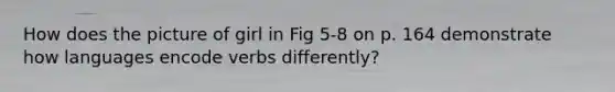How does the picture of girl in Fig 5-8 on p. 164 demonstrate how languages encode verbs differently?