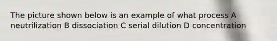 The picture shown below is an example of what process A neutrilization B dissociation C serial dilution D concentration