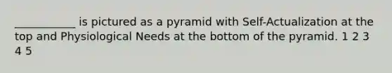 ___________ is pictured as a pyramid with Self-Actualization at the top and Physiological Needs at the bottom of the pyramid. 1 2 3 4 5