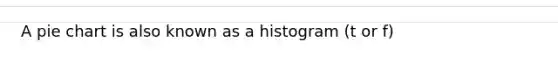 A pie chart is also known as a histogram (t or f)