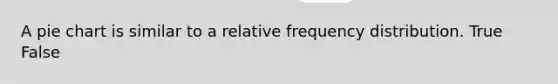 A pie chart is similar to a relative frequency distribution. True False