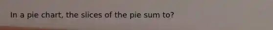 In a pie chart, the slices of the pie sum to?