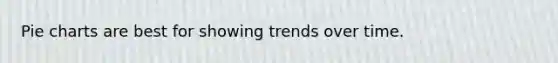 Pie charts are best for showing trends over time.