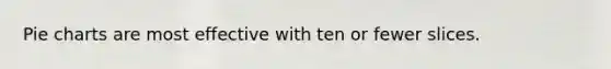 Pie charts are most effective with ten or fewer slices.