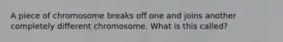 A piece of chromosome breaks off one and joins another completely different chromosome. What is this called?