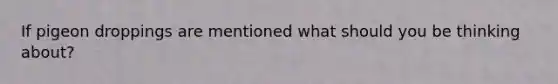 If pigeon droppings are mentioned what should you be thinking about?
