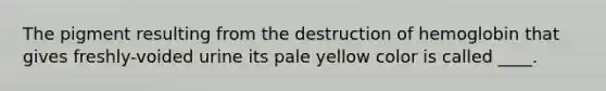 The pigment resulting from the destruction of hemoglobin that gives freshly-voided urine its pale yellow color is called ____.