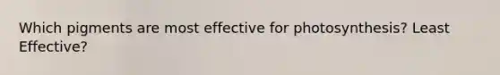 Which pigments are most effective for photosynthesis? Least Effective?
