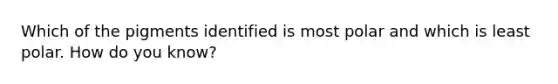 Which of the pigments identified is most polar and which is least polar. How do you know?