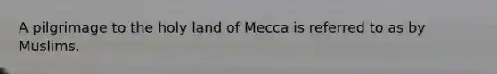 A pilgrimage to the holy land of Mecca is referred to as by Muslims.