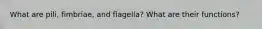 What are pili, fimbriae, and flagella? What are their functions?