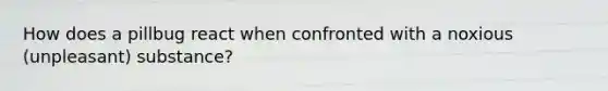 How does a pillbug react when confronted with a noxious (unpleasant) substance?