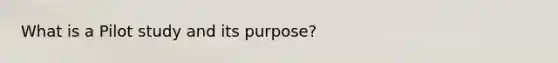 What is a Pilot study and its purpose?