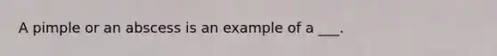 A pimple or an abscess is an example of a ___.