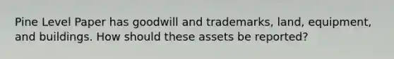 Pine Level Paper has goodwill and trademarks, land, equipment, and buildings. How should these assets be reported?