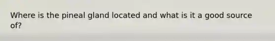Where is the pineal gland located and what is it a good source of?