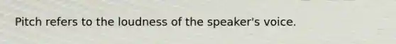 Pitch refers to the loudness of the speaker's voice.