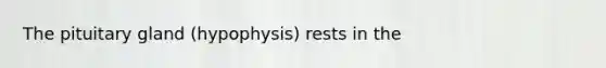 The pituitary gland (hypophysis) rests in the