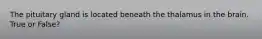 The pituitary gland is located beneath the thalamus in the brain. True or False?