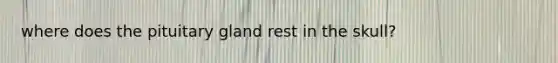 where does the pituitary gland rest in the skull?